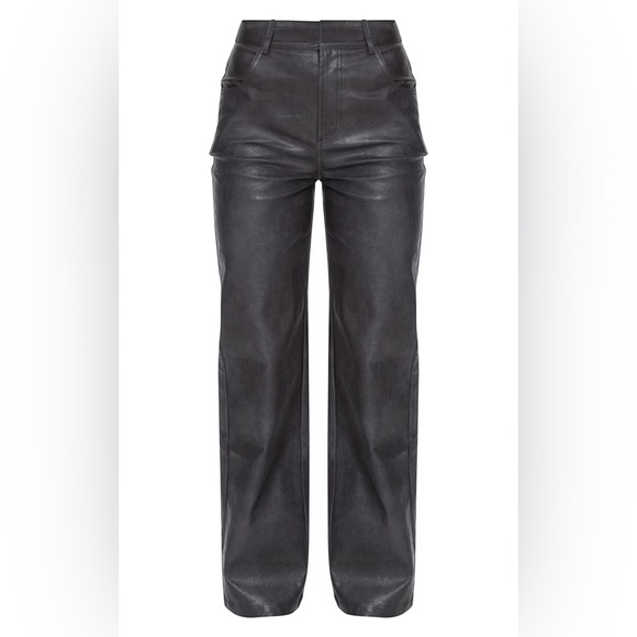 NEW Pretty Little Thing Washed Black Faux Leather Pants Size 10 - Picture 3 of 7
